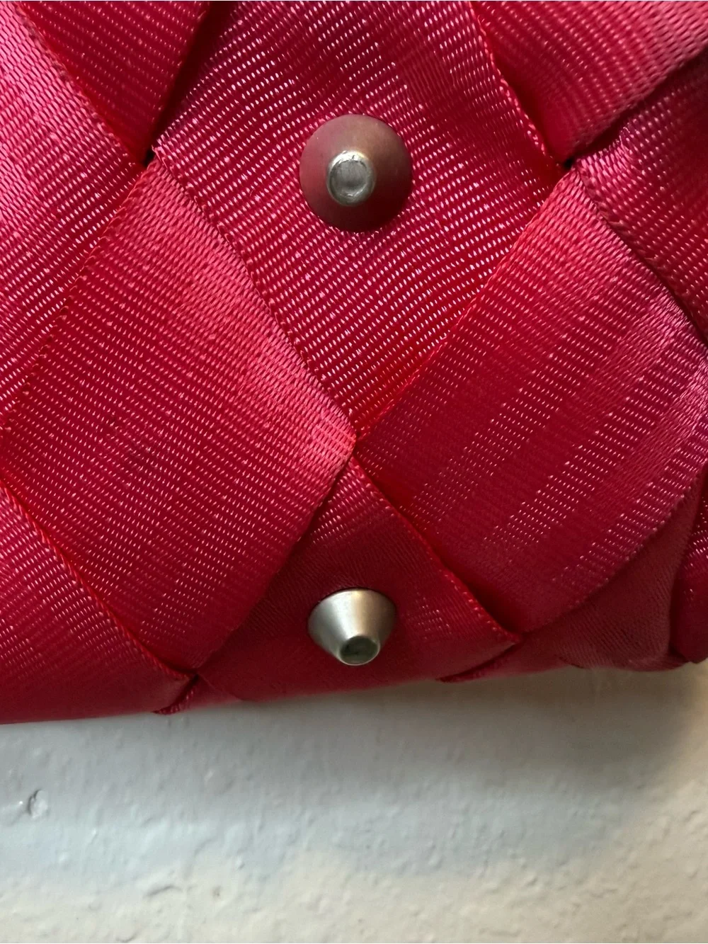 Maggie Bags Seatbelt Laptop Messenger Bag Deep Pink Woven Work Bag Travel Tote